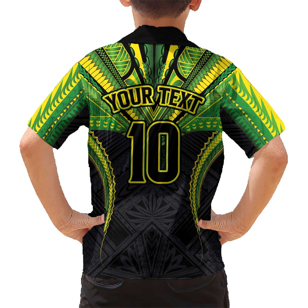 Custom Cook Islands Rugby Family Matching Off Shoulder Short Dress and Hawaiian Shirt Tatau Art Sport Style Black Color