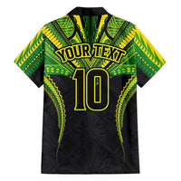 Custom Cook Islands Rugby Family Matching Off Shoulder Short Dress and Hawaiian Shirt Tatau Art Sport Style Black Color