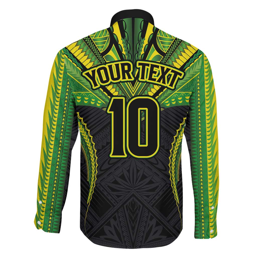 Custom Cook Islands Rugby Family Matching Off Shoulder Short Dress and Hawaiian Shirt Tatau Art Sport Style Black Color