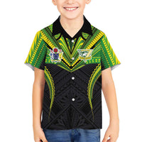 Custom Cook Islands Rugby Family Matching Puletasi and Hawaiian Shirt Tatau Art Sport Style Black Color LT03 Son's Shirt Black - Polynesian Pride