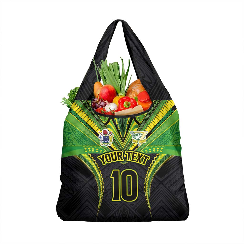 Custom Cook Islands Rugby Grocery Bag Tatau Art Sport Style Black Color