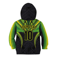 Custom Cook Islands Rugby Kid Hoodie Tatau Art Sport Style Black Color