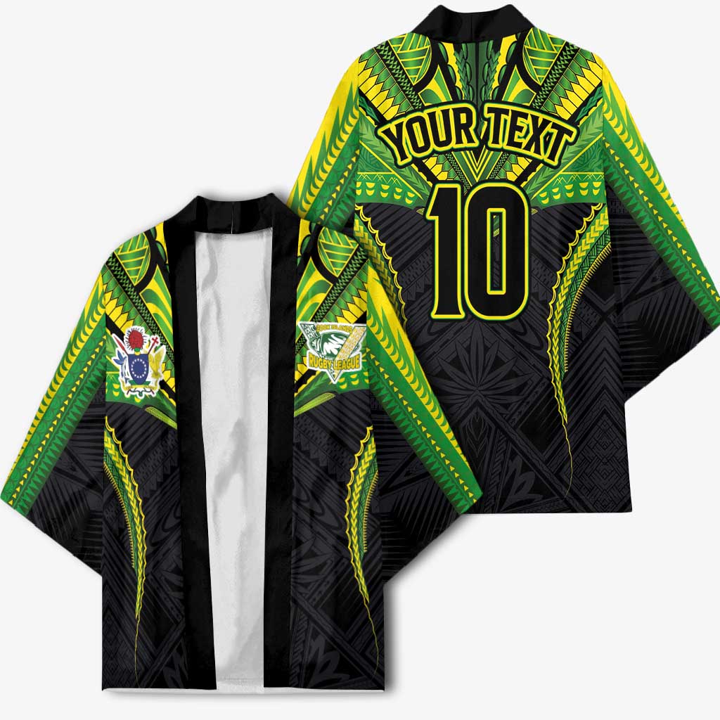 Custom Cook Islands Rugby Kimono Tatau Art Sport Style Black Color