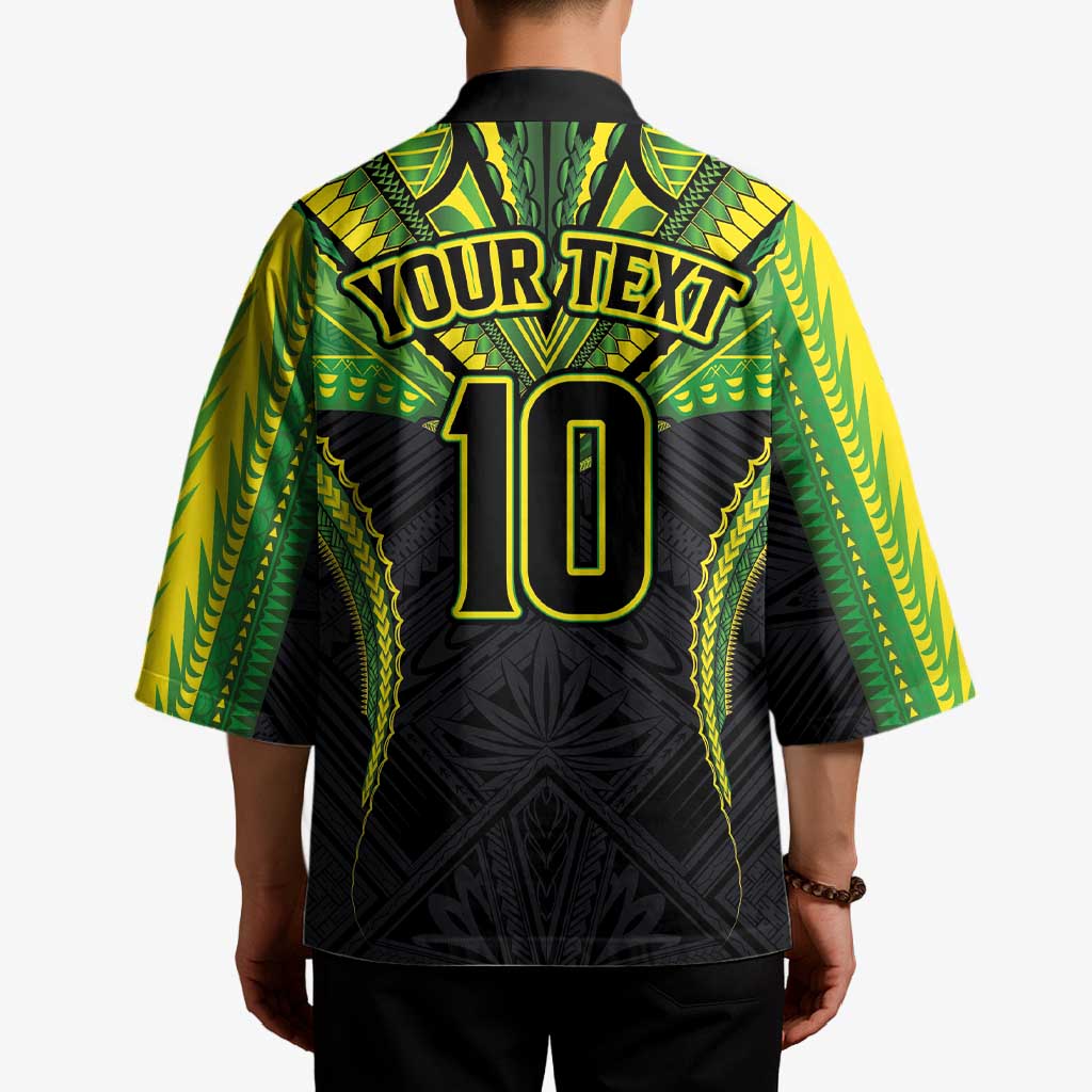 Custom Cook Islands Rugby Kimono Tatau Art Sport Style Black Color