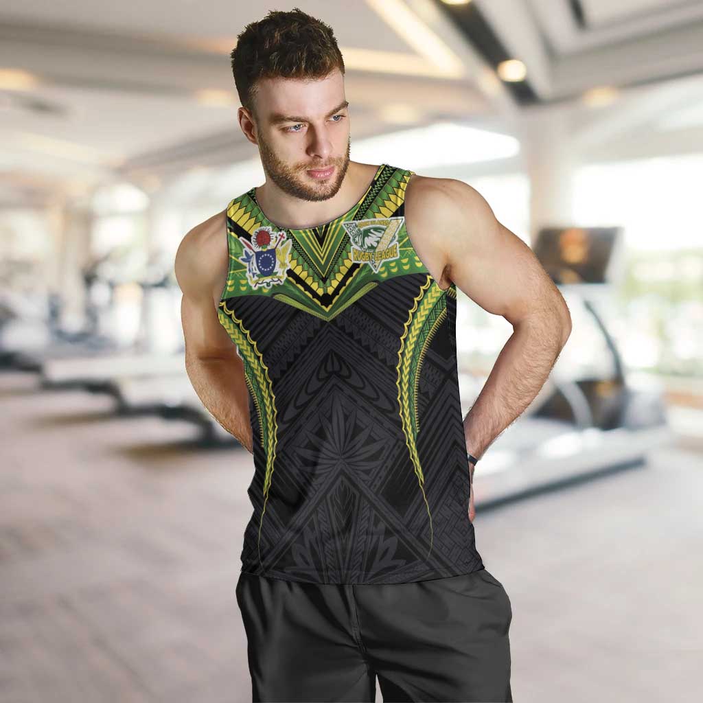 Custom Cook Islands Rugby Men Tank Top Tatau Art Sport Style Black Color