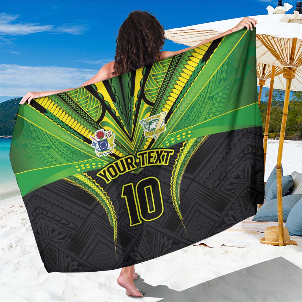 Custom Cook Islands Rugby Sarong Tatau Art Sport Style Black Color