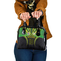 Custom Cook Islands Rugby Shoulder Handbag Tatau Art Sport Style Black Color