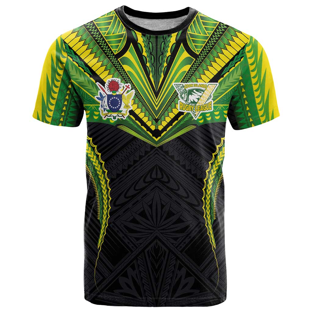 Custom Cook Islands Rugby T Shirt Tatau Art Sport Style Black Color