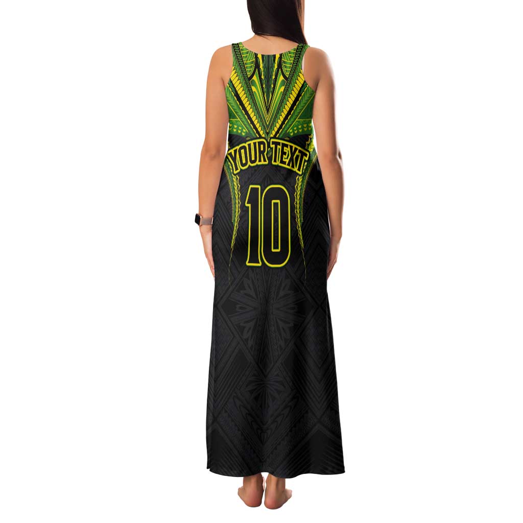 Custom Cook Islands Rugby Tank Maxi Dress Tatau Art Sport Style Black Color