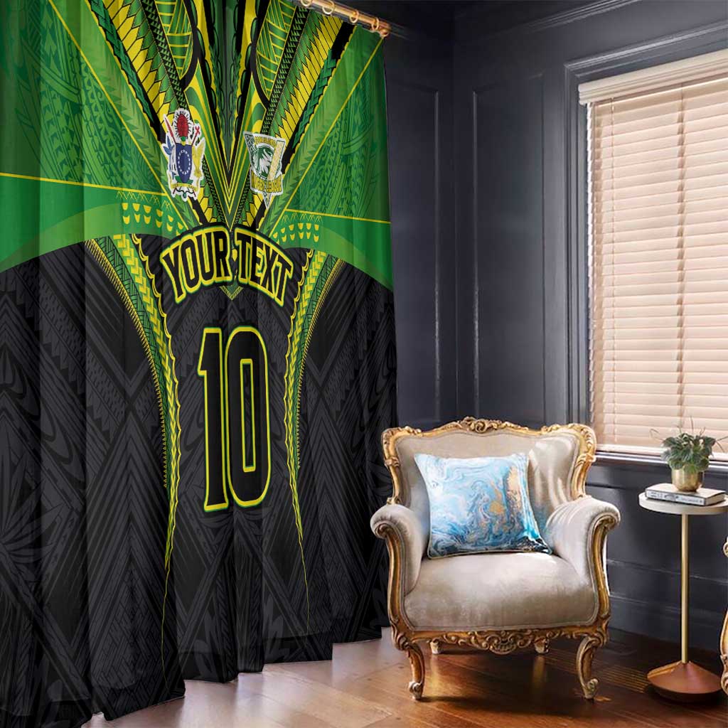 Custom Cook Islands Rugby Window Curtain Tatau Art Sport Style Black Color