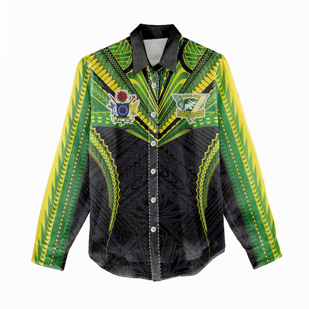 Custom Cook Islands Rugby Women Casual Shirt Tatau Art Sport Style Black Color LT03 - Polynesian Pride