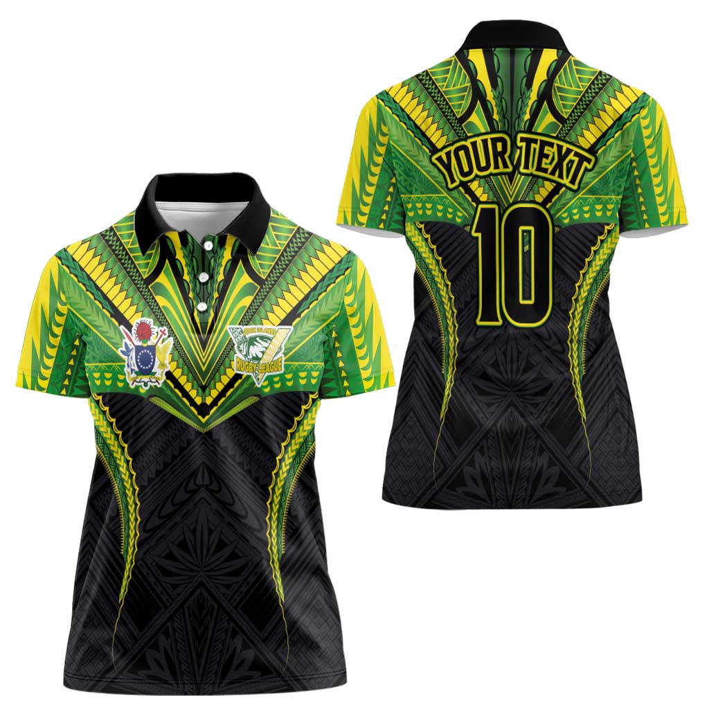 Custom Cook Islands Rugby Women Polo Shirt Tatau Art Sport Style Black Color LT03 - Polynesian Pride