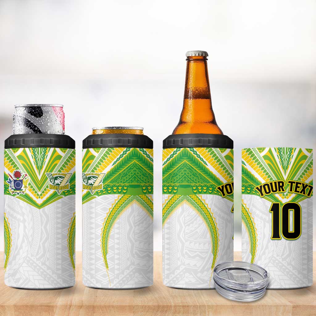Custom Cook Islands Rugby 4 in 1 Can Cooler Tumbler Tatau Art Sport Style White Color