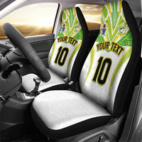 Custom Cook Islands Rugby Car Seat Cover Tatau Art Sport Style White Color