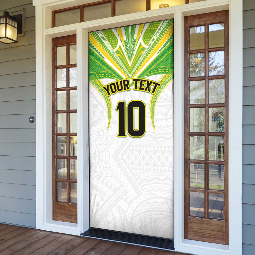 Custom Cook Islands Rugby Door Cover Tatau Art Sport Style White Color