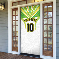Custom Cook Islands Rugby Door Cover Tatau Art Sport Style White Color