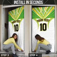 Custom Cook Islands Rugby Door Cover Tatau Art Sport Style White Color