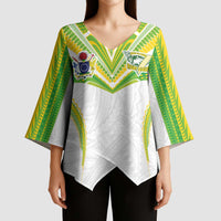 Custom Cook Islands Rugby Kimono Sleeve Blouse Tatau Art Sport Style White Color LT03 - Polynesian Pride