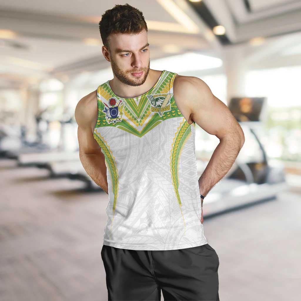 Custom Cook Islands Rugby Men Tank Top Tatau Art Sport Style White Color