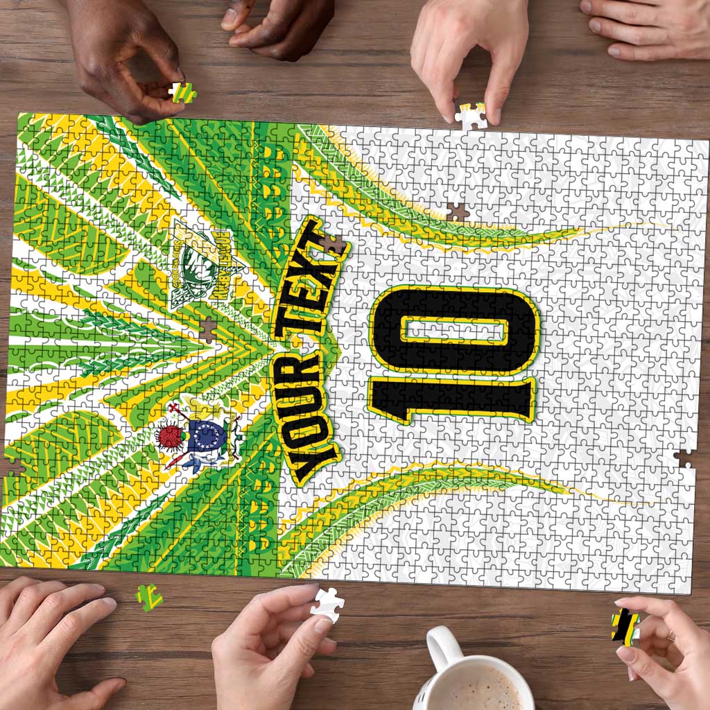 Custom Cook Islands Rugby Puzzle Tatau Art Sport Style White Color