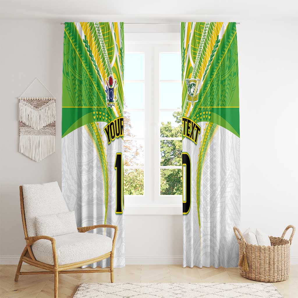 Custom Cook Islands Rugby Window Curtain Tatau Art Sport Style White Color