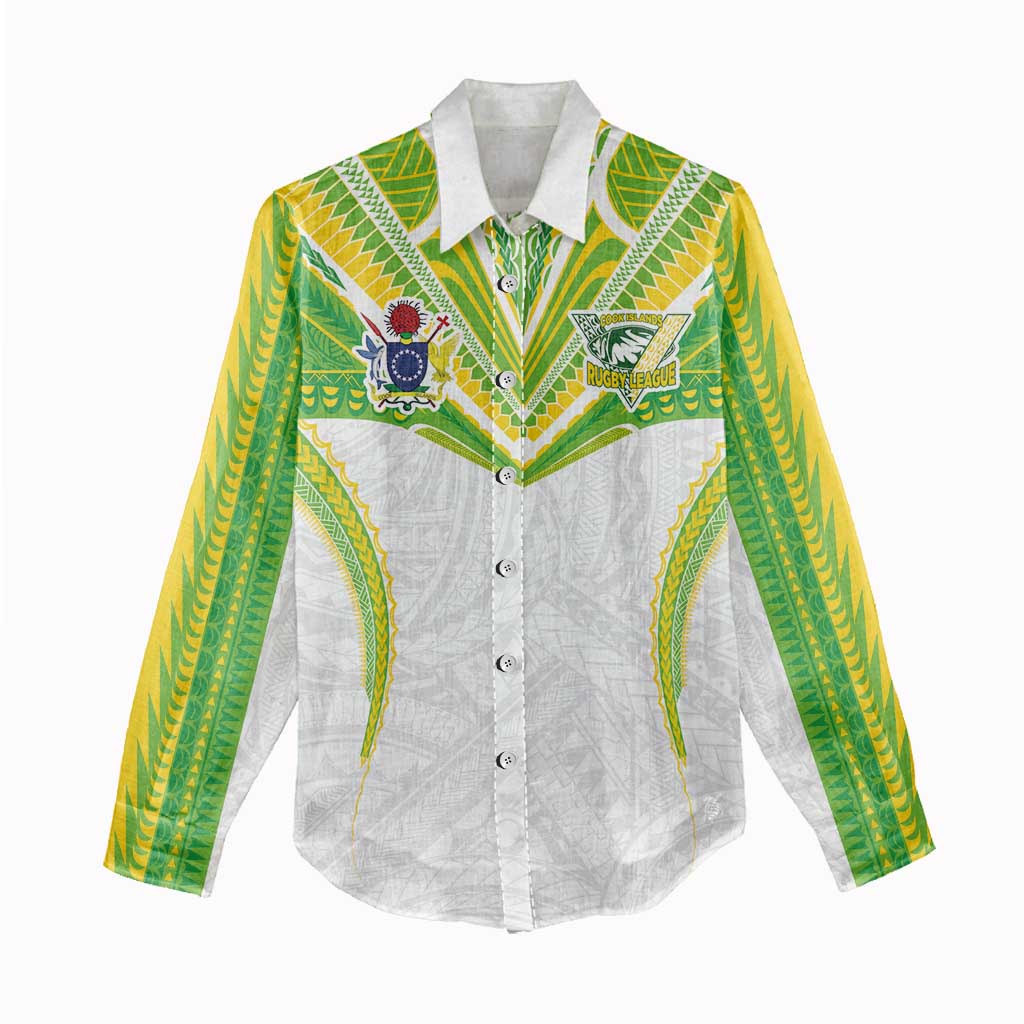Custom Cook Islands Rugby Women Casual Shirt Tatau Art Sport Style White Color LT03 - Polynesian Pride