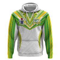 Custom Cook Islands Rugby Zip Hoodie Tatau Art Sport Style White Color