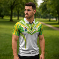 Custom Cook Islands Rugby Zipper Polo Shirt Tatau Art Sport Style White Color