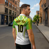 Custom Cook Islands Rugby Zipper Polo Shirt Tatau Art Sport Style White Color