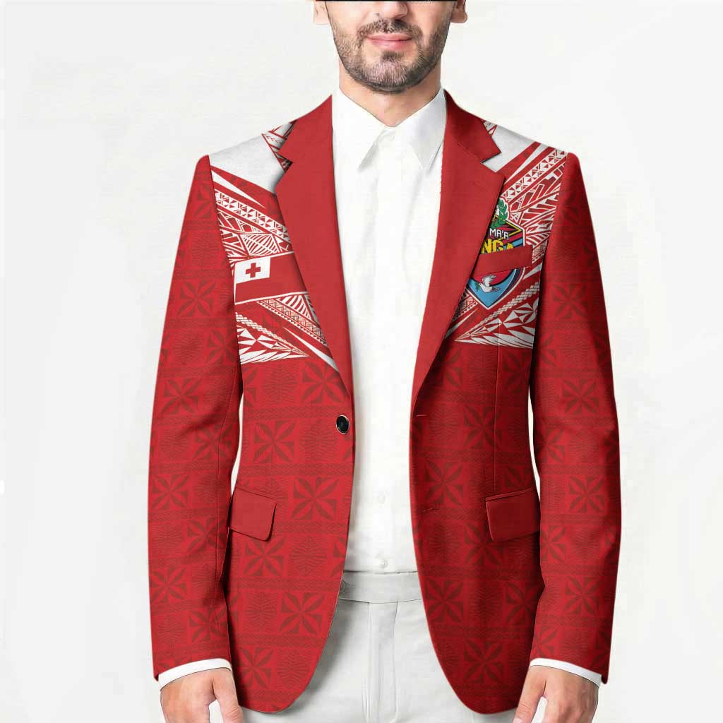 Custom Tonga Rugby Blazer Ngatu Motifs and Pacific Patterns