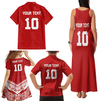 Custom Tonga Rugby Family Matching Tank Maxi Dress and Hawaiian Shirt Ngatu Motifs and Pacific Patterns LT03 - Polynesian Pride