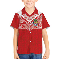 Custom Tonga Rugby Family Matching Tank Maxi Dress and Hawaiian Shirt Ngatu Motifs and Pacific Patterns LT03 Son's Shirt Red - Polynesian Pride