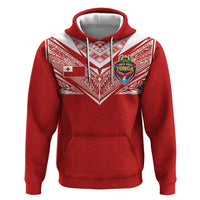 Custom Tonga Rugby Hoodie Ngatu Motifs and Pacific Patterns LT03 Pullover Hoodie Red - Polynesian Pride