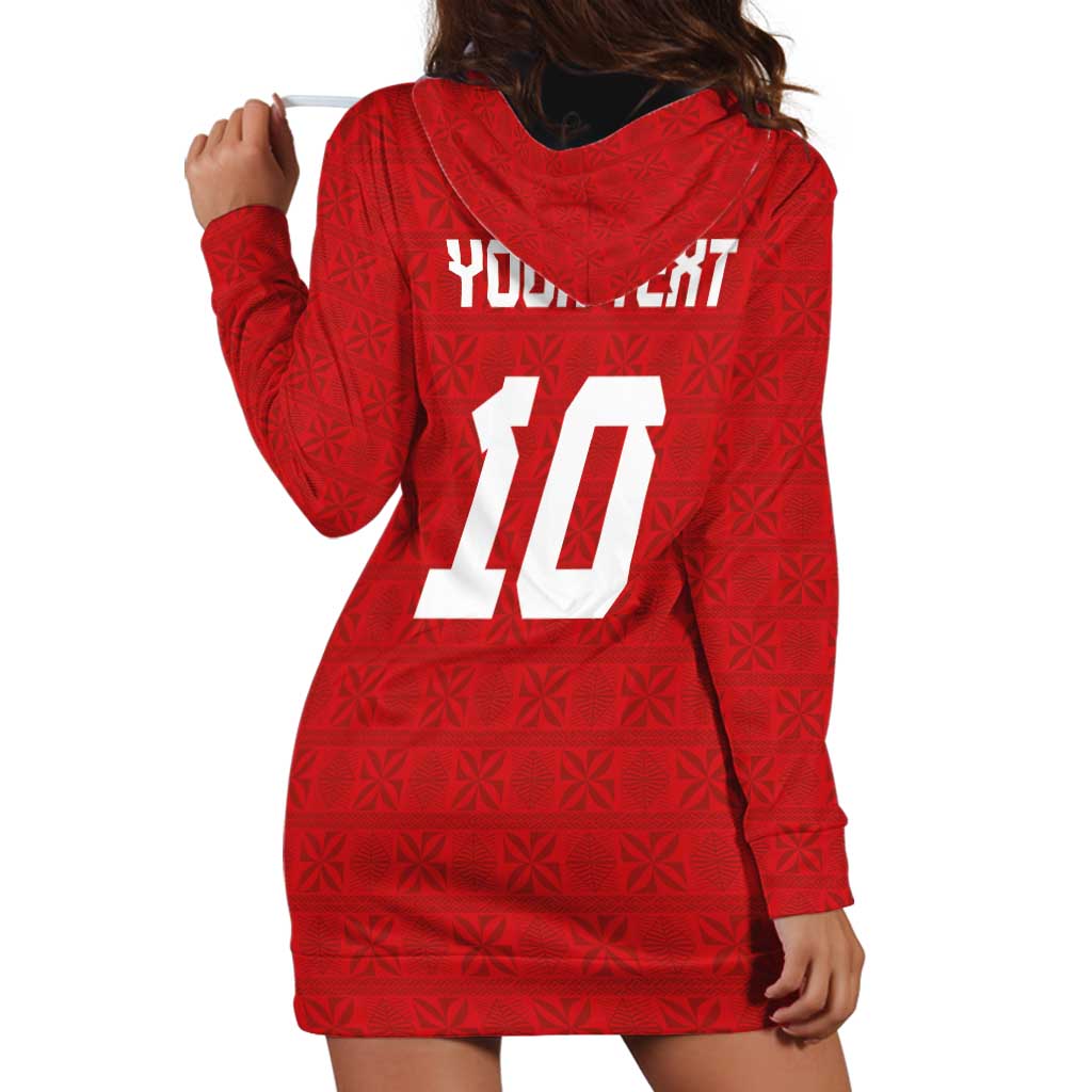 Custom Tonga Rugby Hoodie Dress Ngatu Motifs and Pacific Patterns