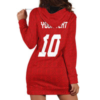 Custom Tonga Rugby Hoodie Dress Ngatu Motifs and Pacific Patterns