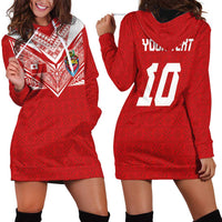Custom Tonga Rugby Hoodie Dress Ngatu Motifs and Pacific Patterns