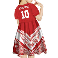 Custom Tonga Rugby Kid Short Sleeve Dress Ngatu Motifs and Pacific Patterns
