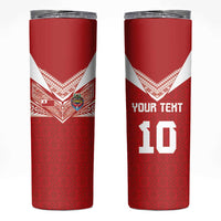 Custom Tonga Rugby Skinny Tumbler Ngatu Motifs and Pacific Patterns