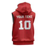 Custom Tonga Rugby Sleeveless Zip Hoodie Ngatu Motifs and Pacific Patterns