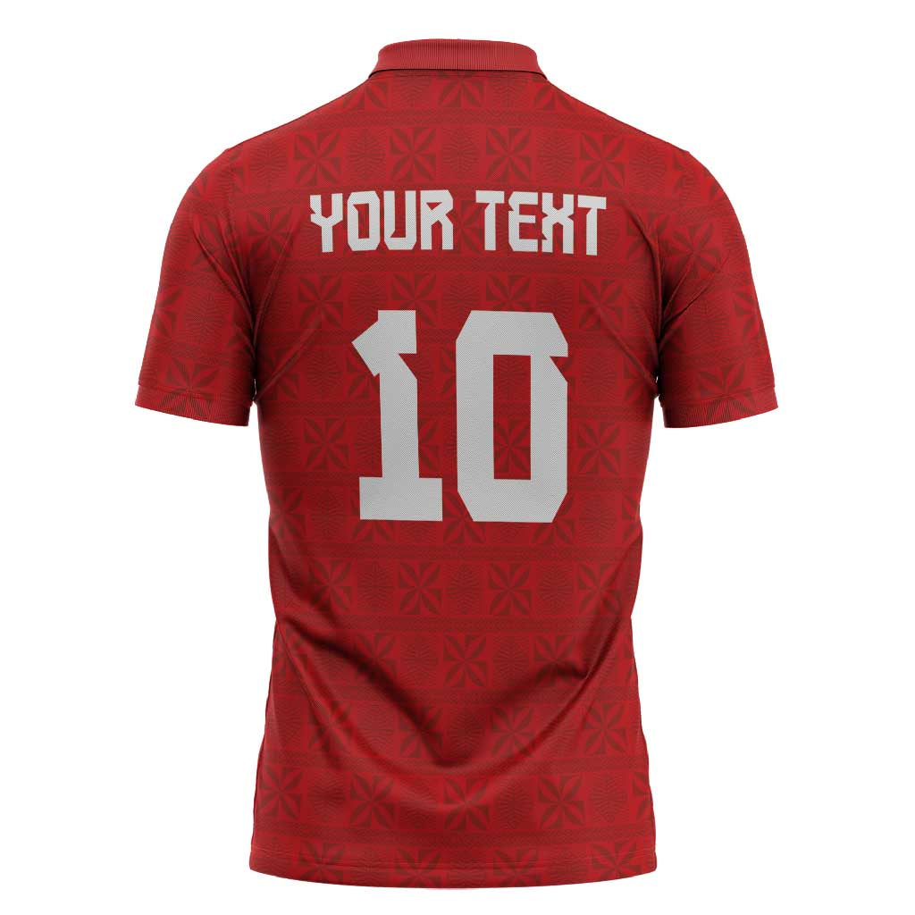 Custom Tonga Rugby Zipper Polo Shirt Ngatu Motifs and Pacific Patterns
