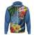 Micronesia Constitution Day Hoodie Hibiscus and Tapa Tribal Pattern LT03 Zip Hoodie Blue - Polynesian Pride