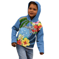 Micronesia Constitution Day Kid Hoodie Hibiscus and Tapa Tribal Pattern LT03 - Polynesian Pride