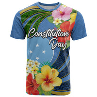 Micronesia Constitution Day T Shirt Hibiscus and Tapa Tribal Pattern LT03 Blue - Polynesian Pride