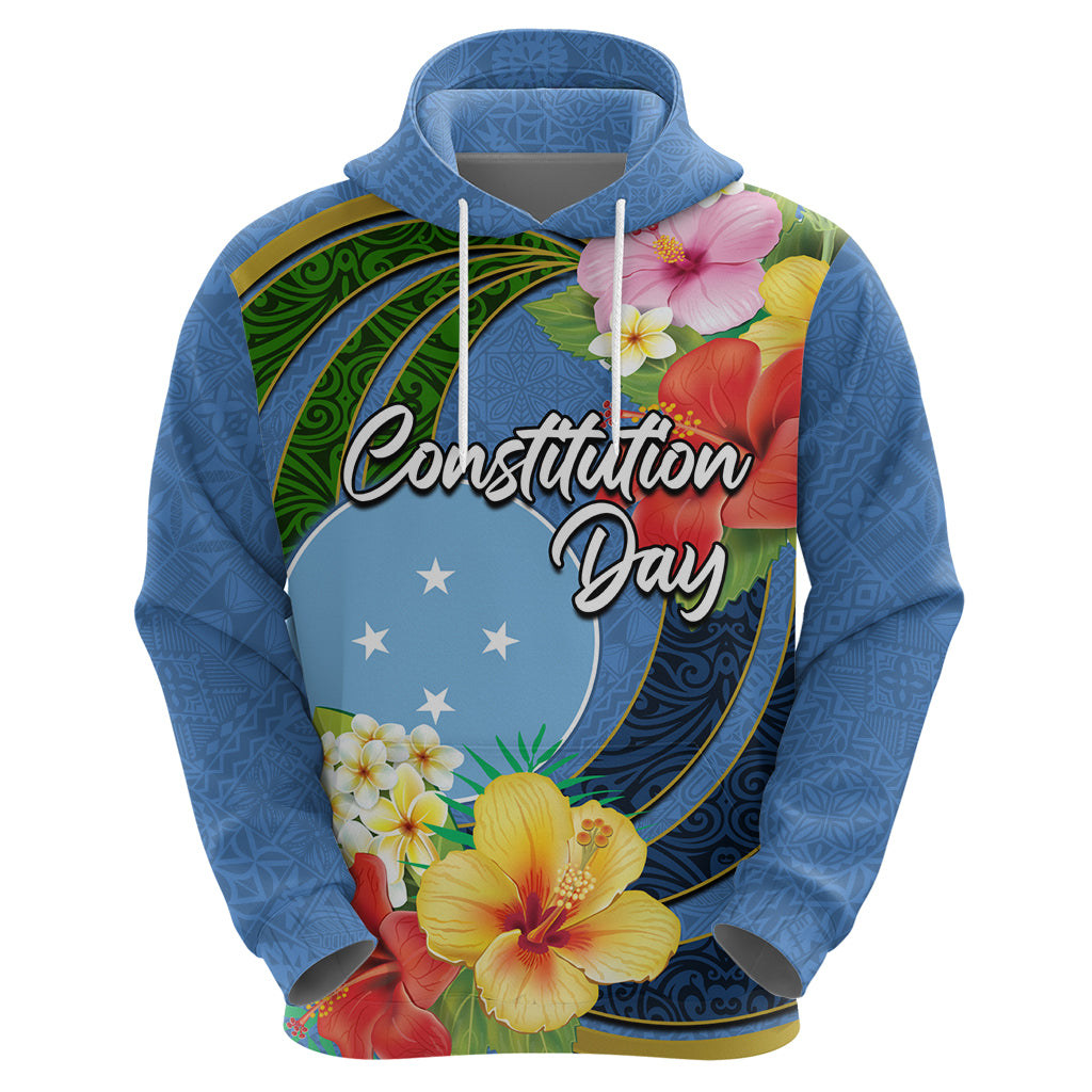 Micronesia Constitution Day Zip Hoodie Hibiscus and Tapa Tribal Pattern LT03 - Polynesian Pride