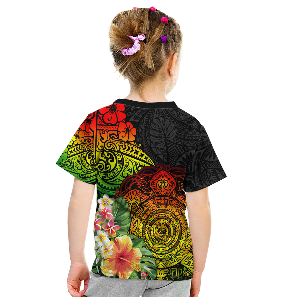 Polynesia Victory Day Kid T Shirt Tribal Turtle and Hibiscus LT03 - Polynesian Pride