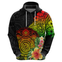 Polynesia Victory Day Zip Hoodie Tribal Turtle and Hibiscus LT03 - Polynesian Pride