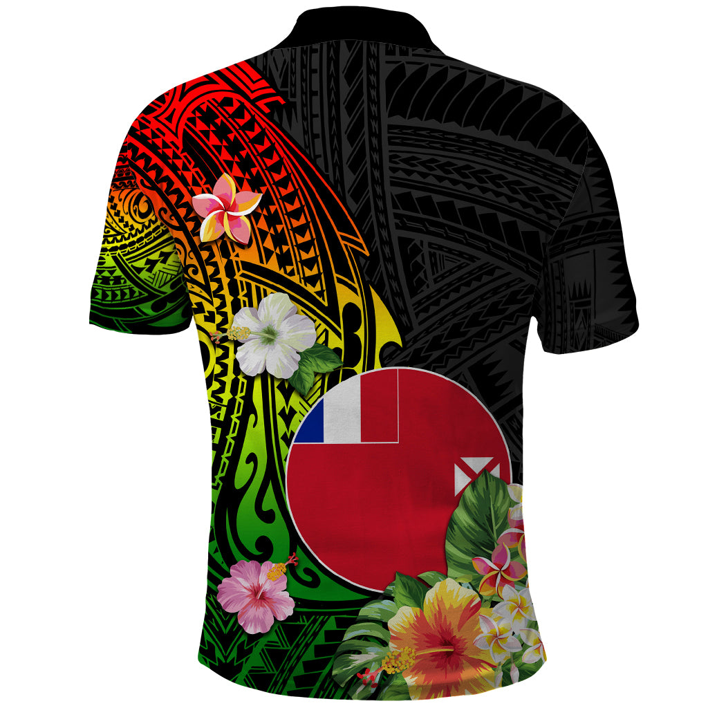 Wallis and Futuna Victory Day Polo Shirt Tribal Polynesian Tattoo and Hibiscus Flower LT03 - Polynesian Pride