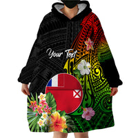 Wallis and Futuna Victory Day Wearable Blanket Hoodie Tribal Polynesian Tattoo and Hibiscus Flower LT03 - Polynesian Pride