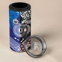Samoa and Aotearoa Together 4 in 1 Can Cooler Tumbler Tatau Art Tattoos-Taniko and Maori with Fern