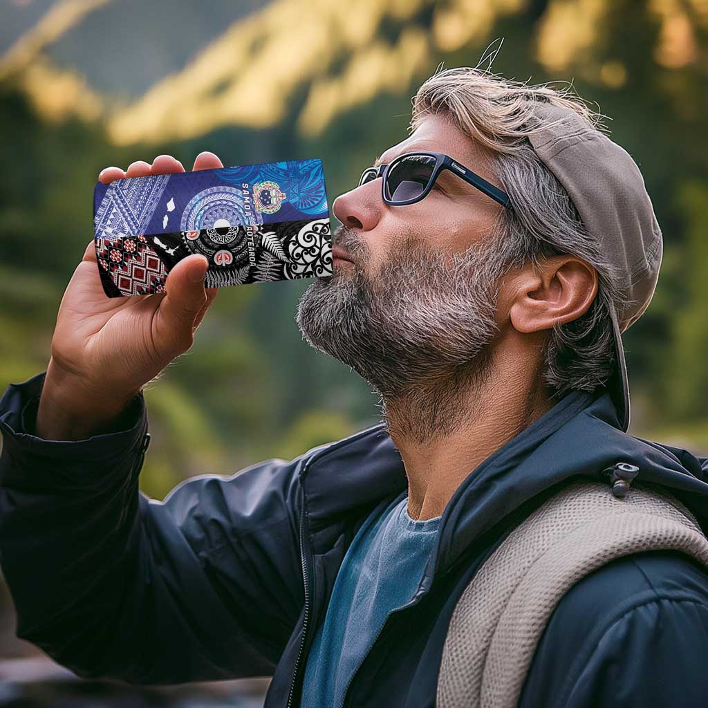 Samoa and Aotearoa Together 4 in 1 Can Cooler Tumbler Tatau Art Tattoos-Taniko and Maori with Fern